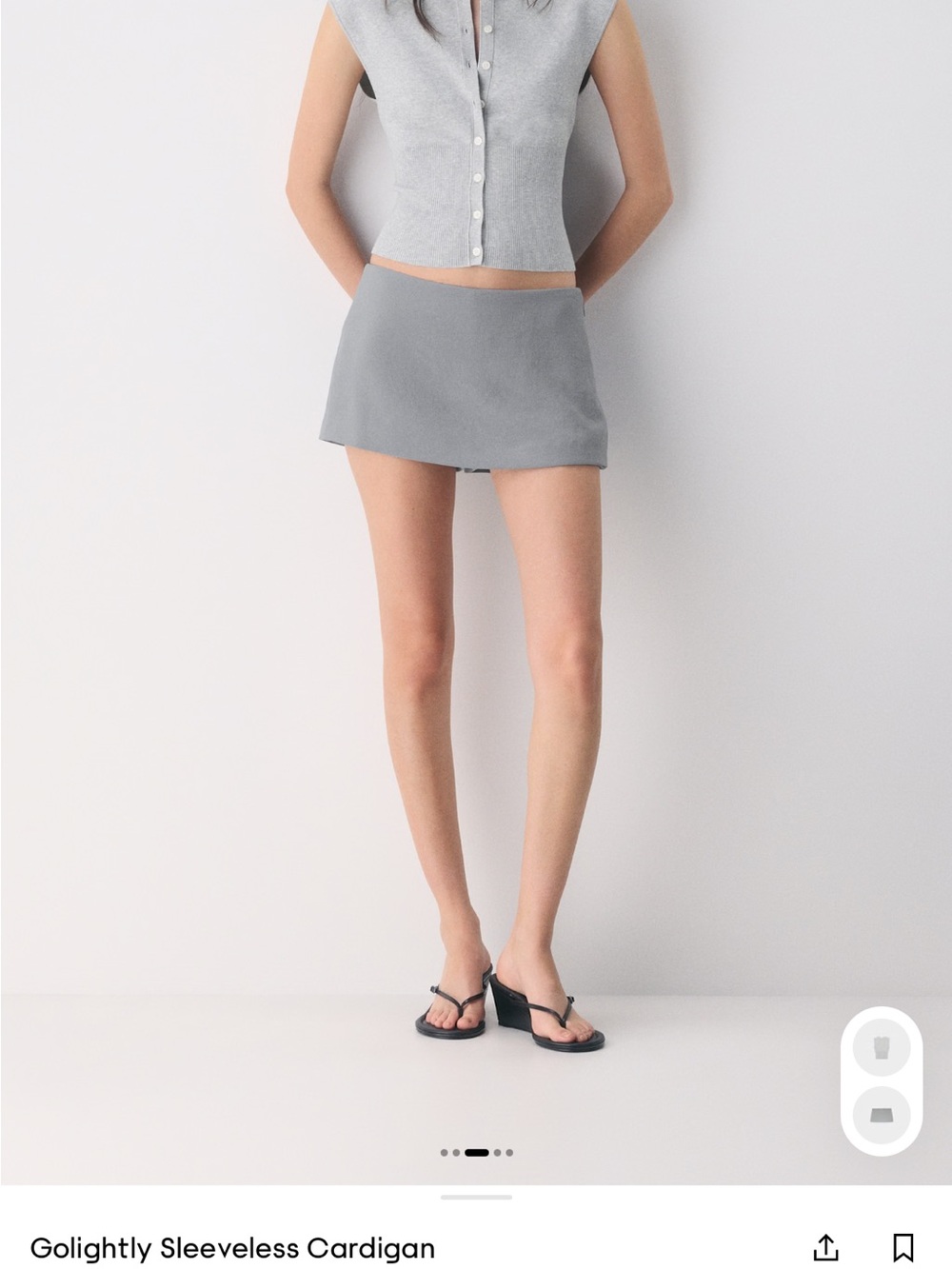 Aritzia Golightly Sleeveless Cardigan in Light Gray - Picture 2 of 3